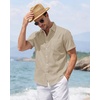 J.VER Mens Linen Shirt Short Sleeve Button Down Casual Summer Shirts(Light Khaki)