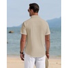 J.VER Mens Linen Shirt Short Sleeve Button Down Casual Summer Shirts(Light Khaki)