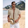 J.VER Mens Linen Shirt Short Sleeve Button Down Casual Summer Shirts(Light Khaki)