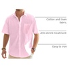 J.VER Mens Linen Shirt Short Sleeve Button Down Casual Summer Shirts(Light Pink)
