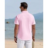 J.VER Mens Linen Shirt Short Sleeve Button Down Casual Summer Shirts(Light Pink)