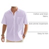 J.VER Mens Linen Shirt Short Sleeve Button Down Casual Summer Shirts(Light Purple)