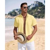 J.VER Mens Linen Shirt Short Sleeve Button Down Casual Summer Shirts(Light Yellow)