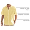 J.VER Mens Linen Shirt Short Sleeve Button Down Casual Summer Shirts(Light Yellow)