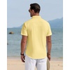 J.VER Mens Linen Shirt Short Sleeve Button Down Casual Summer Shirts(Light Yellow)