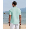J.VER Mens Linen Shirt Short Sleeve Button Down Casual Summer Shirts(Mint Green)