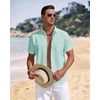 J.VER Mens Linen Shirt Short Sleeve Button Down Casual Summer Shirts(Mint Green)