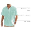 J.VER Mens Linen Shirt Short Sleeve Button Down Casual Summer Shirts(Mint Green)
