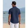 J.VER Mens Linen Shirt Short Sleeve Button Down Casual Summer Shirts(Navy Blue)