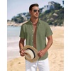 J.VER Mens Linen Shirt Short Sleeve Button Down Casual Summer Shirts(Olive Green)