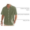 J.VER Mens Linen Shirt Short Sleeve Button Down Casual Summer Shirts(Olive Green)