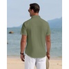 J.VER Mens Linen Shirt Short Sleeve Button Down Casual Summer Shirts(Olive Green)