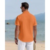 J.VER Mens Linen Shirt Short Sleeve Button Down Casual Summer Shirts(Orange)