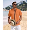 J.VER Mens Linen Shirt Short Sleeve Button Down Casual Summer Shirts(Orange)