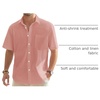 J.VER Mens Linen Shirt Short Sleeve Button Down Casual Summer Shirts(Peach)