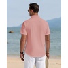 J.VER Mens Linen Shirt Short Sleeve Button Down Casual Summer Shirts(Peach)