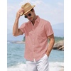 J.VER Mens Linen Shirt Short Sleeve Button Down Casual Summer Shirts(Peach)