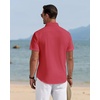 J.VER Mens Linen Shirt Short Sleeve Button Down Casual Summer Shirts(Red)