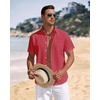 J.VER Mens Linen Shirt Short Sleeve Button Down Casual Summer Shirts(Red)