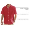 J.VER Mens Linen Shirt Short Sleeve Button Down Casual Summer Shirts(Red)