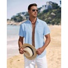 J.VER Mens Linen Shirt Short Sleeve Button Down Casual Summer Shirts(Sky Blue)