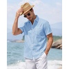 J.VER Mens Linen Shirt Short Sleeve Button Down Casual Summer Shirts(Sky Blue)