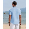 J.VER Mens Linen Shirt Short Sleeve Button Down Casual Summer Shirts(Sky Blue)