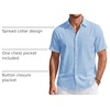 J.VER Mens Linen Shirt Short Sleeve Button Down Casual Summer Shirts(Sky Blue)