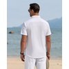 J.VER Mens Linen Shirt Short Sleeve Button Down Casual Summer Shirts(White)
