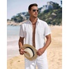 J.VER Mens Linen Shirt Short Sleeve Button Down Casual Summer Shirts(White)