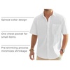 J.VER Mens Linen Shirt Short Sleeve Button Down Casual Summer Shirts(White)