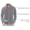J.VER Men’s Linen Shirts Casual Button Down Long Sleeve Shirt Solid Spread Collar Summer Beach Shirts with Pocket(Grey)