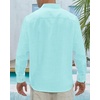 J.VER Men’s Linen Shirts Casual Button Down Long Sleeve Shirt Solid Spread Collar Summer Beach Shirts with Pocket(Mint Blue)