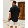 J.VER Mens Short Sleeve Linen Textured Shirts Casual Button Down Shirt(Black)
