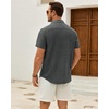 J.VER Mens Short Sleeve Linen Textured Shirts Casual Button Down Shirt(Dark Grey)