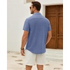 J.VER Mens Short Sleeve Linen Textured Shirts Casual Button Down Shirt(Denim Blue)