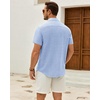 J.VER Mens Short Sleeve Linen Textured Shirts Casual Button Down Shirt(Light Blue)