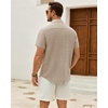 J.VER Mens Short Sleeve Linen Textured Shirts Casual Button Down Shirt(Stone)