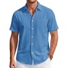J.VER Mens Linen Shirt Short Sleeve Button Down Casual Summer Shirts(Cobalt Blue)