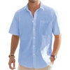 J.VER Mens Linen Shirt Short Sleeve Button Down Casual Summer Shirts(Light Blue)