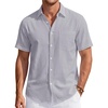 J.VER Mens Linen Shirt Short Sleeve Button Down Casual Summer Shirts(Light Grey)