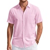 J.VER Mens Linen Shirt Short Sleeve Button Down Casual Summer Shirts(Light Pink)