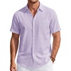 J.VER Mens Linen Shirt Short Sleeve Button Down Casual Summer Shirts(Light Purple)