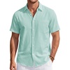 J.VER Mens Linen Shirt Short Sleeve Button Down Casual Summer Shirts(Mint Green)