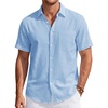 J.VER Mens Linen Shirt Short Sleeve Button Down Casual Summer Shirts(Sky Blue)