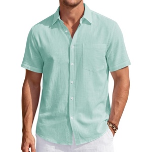 J.VER Mens Linen Shirt Short Sleeve Button Down Casual Summer Shirts(Mint Green)
